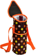 (D) Single Bottle Cooler Tote, Picnic Backpack Bag for Outdoor (Brown Dots)