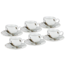 Royalty Porcelain 12pc Marble Tea set White Black, 6 cups, 6 saucers Bone China