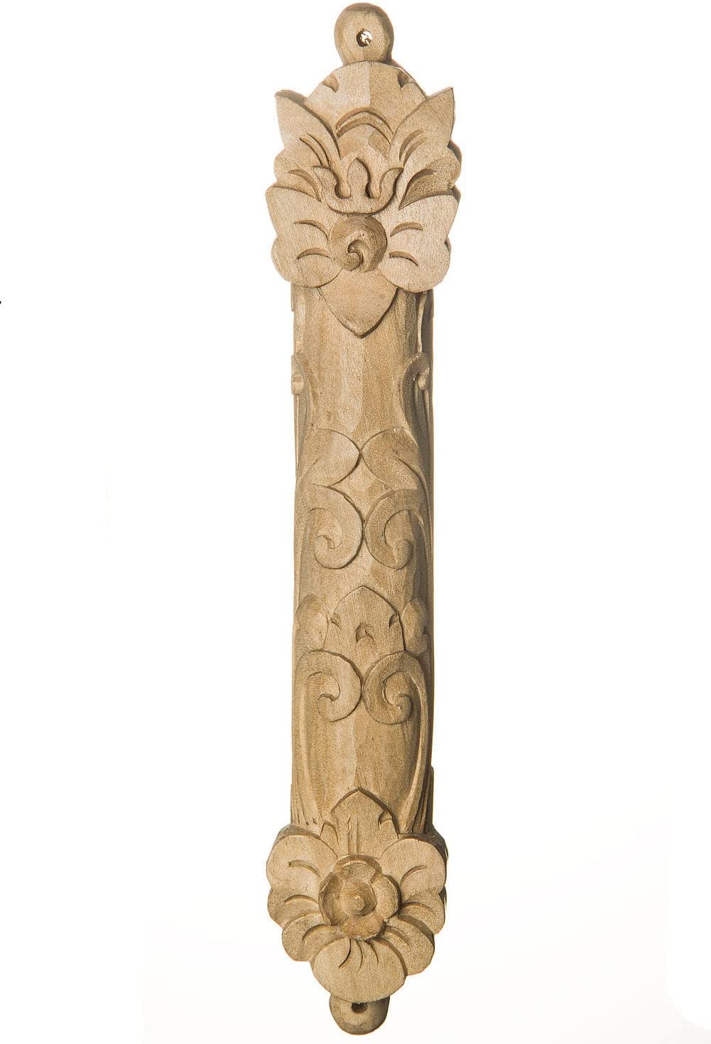 (D) Judaica Wood Crocodile Bamboo Design Mezuzah Case for Door (6'')