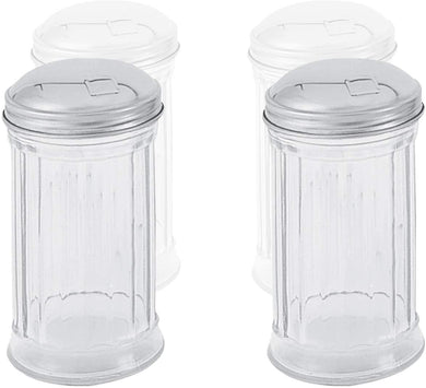 Sugar or Cheese Glass Dispenser with Flip Cap 12 Oz, Modern Style Kitchen Utensil (2 Pc)