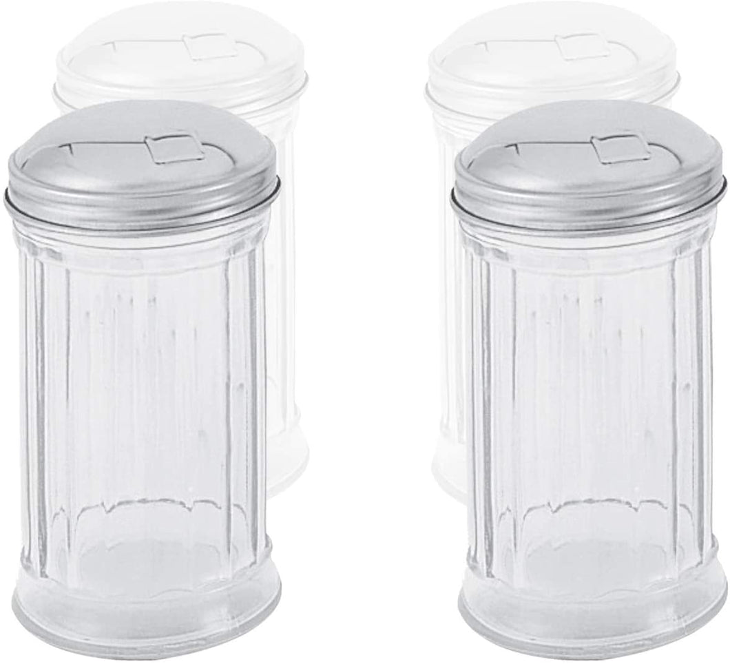 Sugar or Cheese Glass Dispenser with Flip Cap 12 Oz, Modern Style Kitchen Utensil (2 Pc)