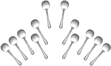 Stainless Steel Bouillon Spoon, Flatware Set 'Domi' for (12)