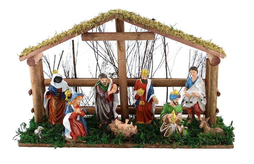 (D) Classic Nativity Beautiful Handcrafted Scene 18x12x6 Inches
