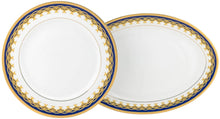57 Piece Britain Blue Dinner Set for 8, Fine Porcelain 24K Gold