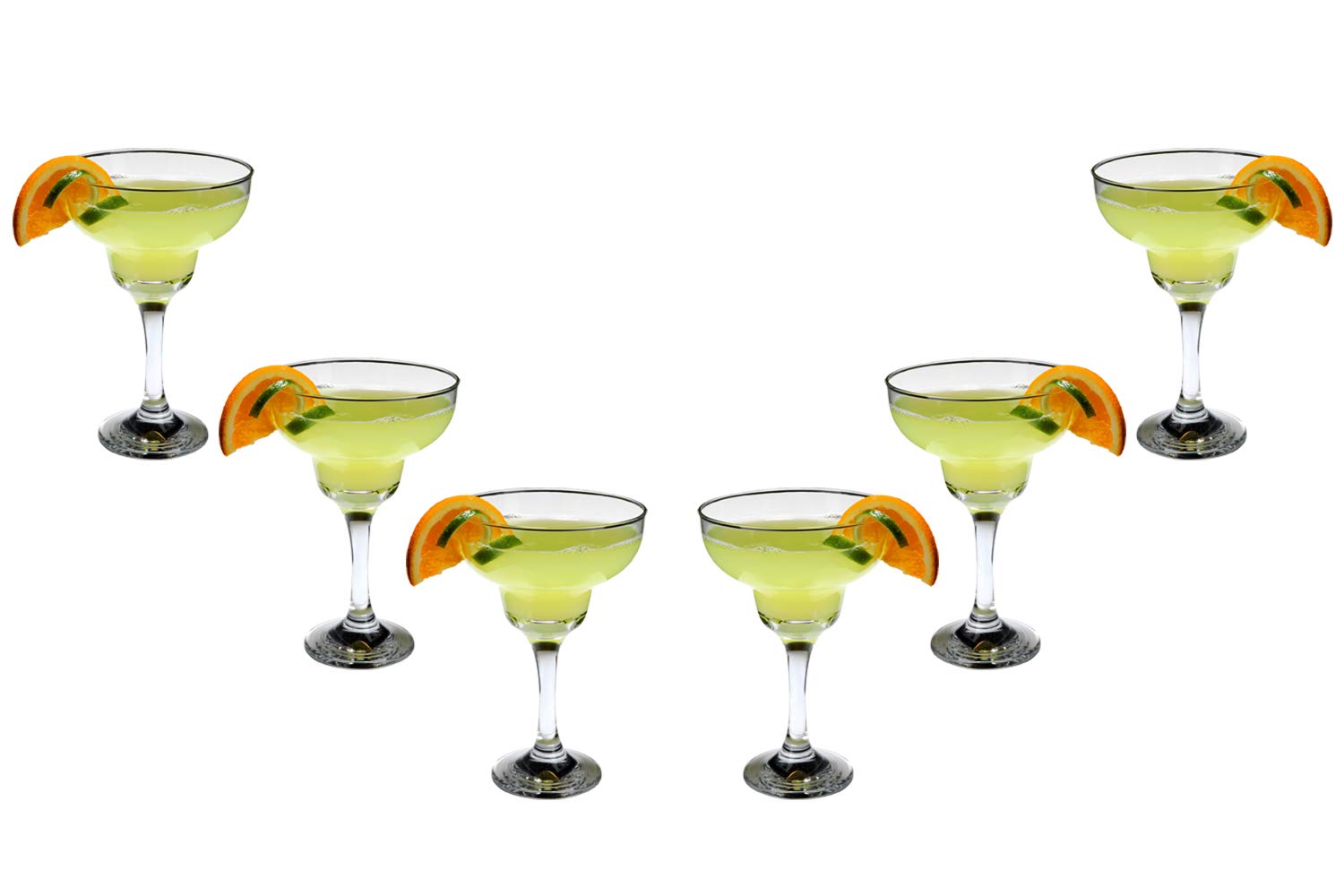 Margarita Stemmed Glasses Set 12 Oz, Crystal Clear Glassware Set of (6)