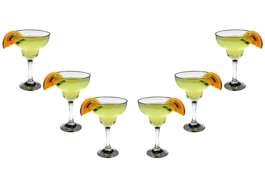 Margarita Stemmed Glasses Set 12 Oz, Crystal Clear Glassware Set of (6)