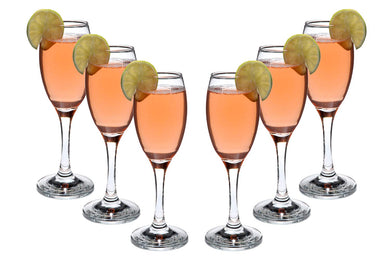 Tall Stemmed Wine Glasses Set 6 Oz, Modern Crystal Clear Flutes, Glassware 6pc