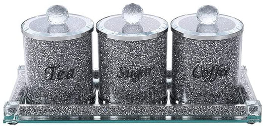 (D) Judaica Crystal Coffee and Tea Set with Stones
