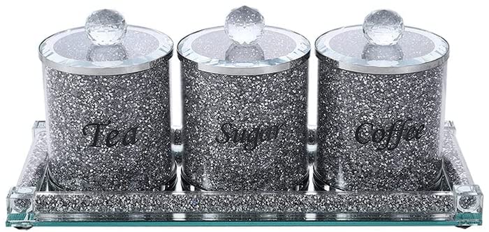 (D) Judaica Crystal Coffee and Tea Set with Stones (Silver)