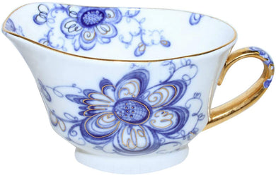 (D) Royalty Porcelain Lomonosov Cobalt Blue 'Singing Garden' Gravy Boat 400 gr