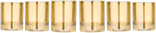 Gold Tumblers 'Honey' Rock Glassware Set 6-pc, Water Glasses 10 Oz