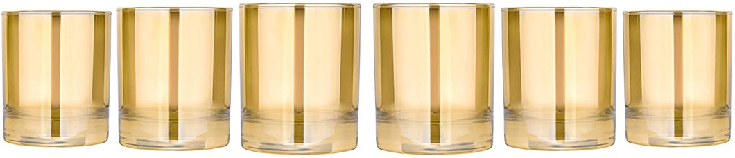 Gold Tumblers 'Honey' Rock Glassware Set 6-pc, Water Glasses 10 Oz