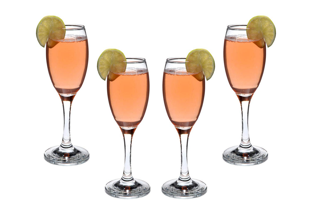 Tall Stemmed Wine Glasses Set 6 Oz, Modern Crystal Clear Flutes, Glassware 4pc