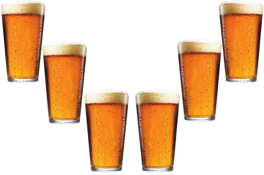 Herradura Pint Glass Beer Glasses 16 Oz, Modern Party Glassware Set of (6)