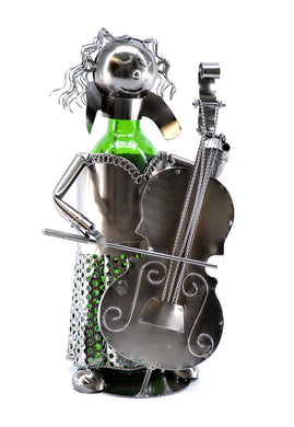 (D) Wine Bottle Holder, Cello Player, Bar Decoration, Gift for Musician