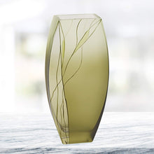 (D) Handcrafted 'Evergreen' Decorative Crystal Glass Flower Vase 12.5", Luxury European Design