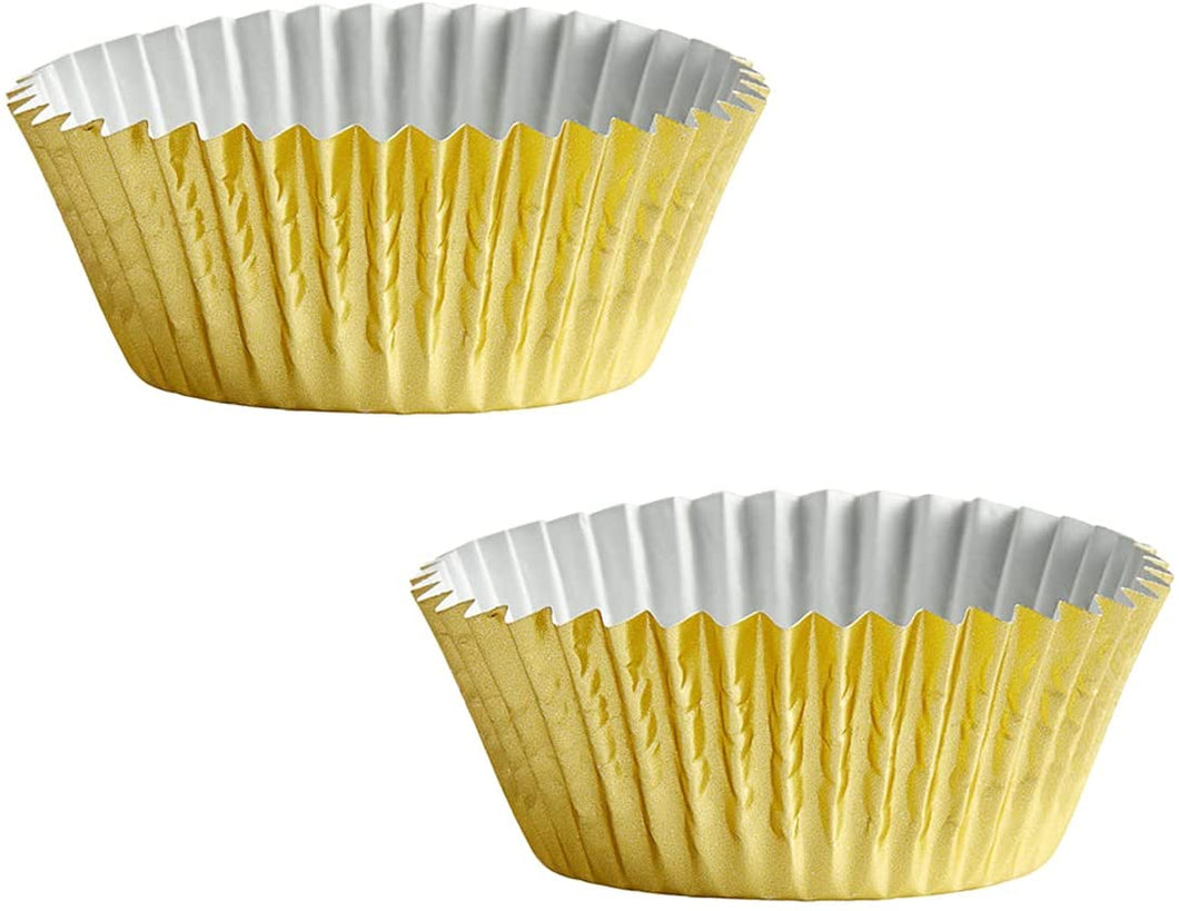 Ateco Baking Cups for Cupcakes or Muffins (2 PC, 1.94”Base X 1.25” Wall Gold)