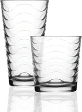 (D) Glasses Set Of 16, Tall And Short, Wavy Modern Design For Kitchen