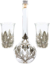 Medieval Portugal Pewter Vodka Decanter with Glasses 7 Pc Set Metal Pattern Set