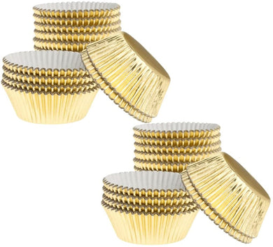 Ateco Baking Cups for Cupcakes or Muffins (2 PC, 1” Base X .75” Wall Gold-Lined)