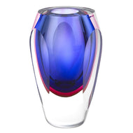 (D) Handcrafted 'Astra' Violet Slice Cut Vase H 6.5" Murano Art Glass Oval Flower Vase