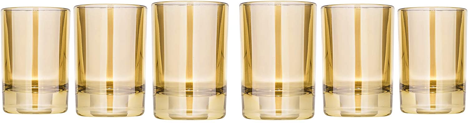 Shot Glasses 'Honey' Set of 6, Vodka Glasses Modern Gold Glassware Set 1.5 Oz