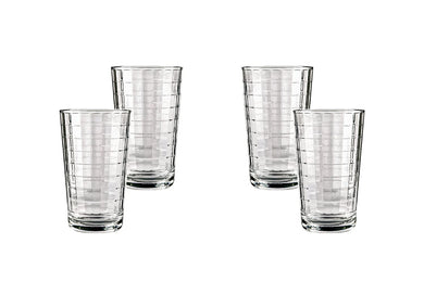 (D) Clear Drinking Modern Glasses Set of 4 For Water, Juice, Cocktails 7 Oz