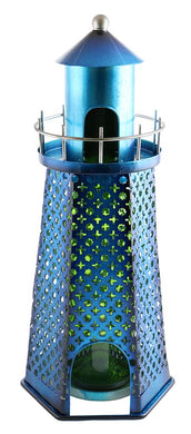 (D) Wine Bottle Holder, Blue Lighthouse, Bar Counter Decoration 15 Inches