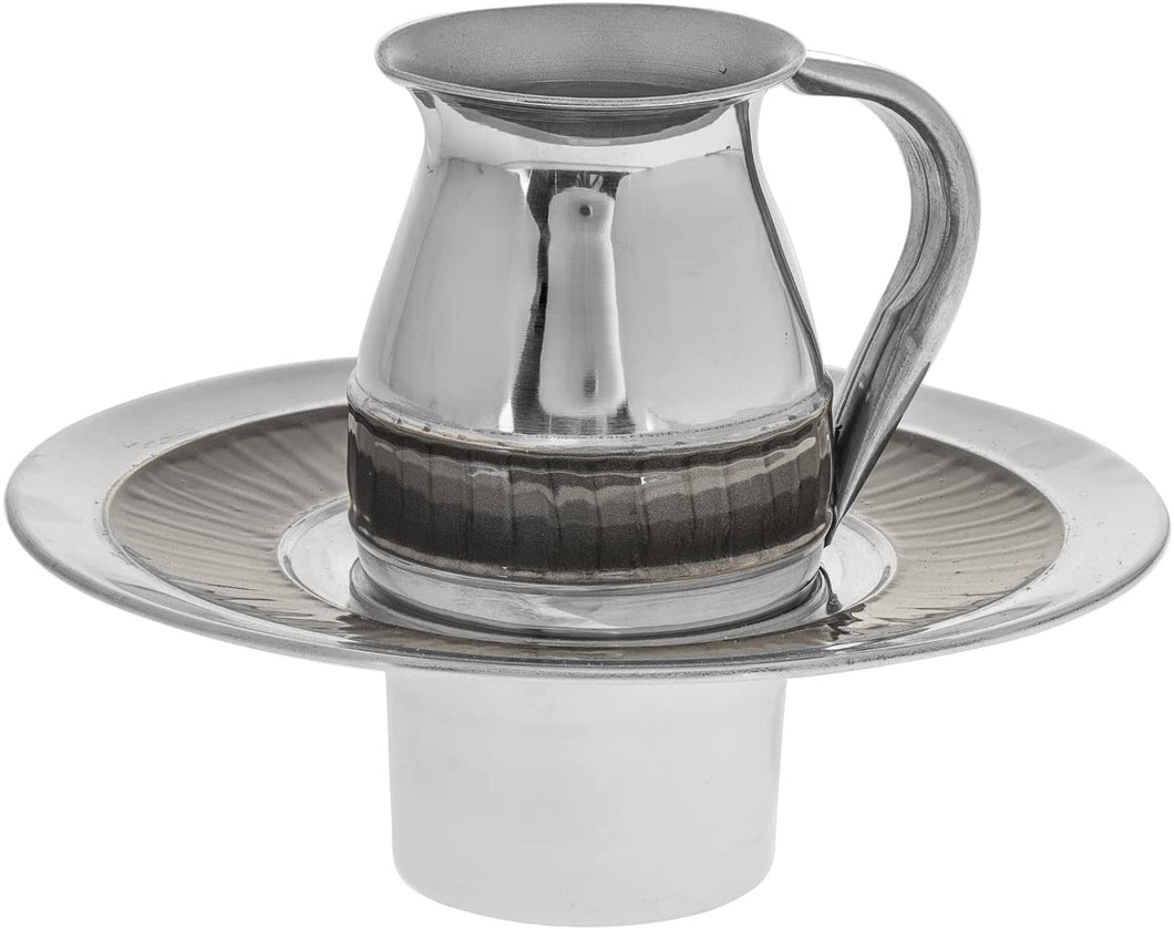 (D) Judaica Mayim Achronim Large Stainless Steel Set 7x7 (Gray)