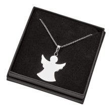 (D) Women's Stainless Steel Pendant 'Angel', Silver Metal Necklace Jewelry