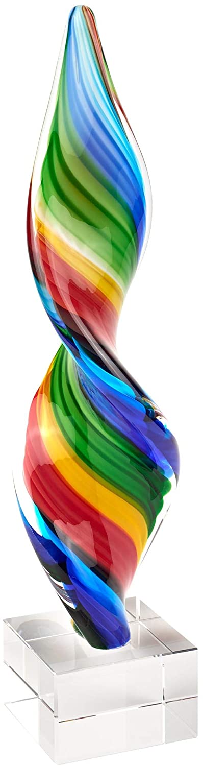 (D) Murano Style Art Glass Blue Design in Corkscrew Shaped 12" Centerpiece