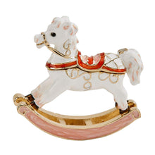 (D) White Rocking Horse Trinket Jewelry Box with Swarovski, Horse Gift Box