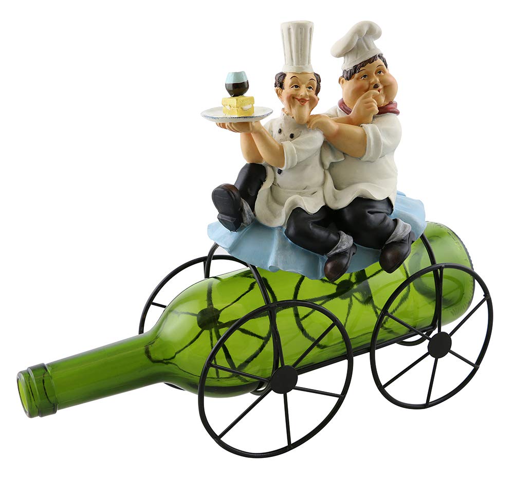 (D) Wine Bottle Holder, Laurel and Hardy Chefs, Bar Counter Decoration