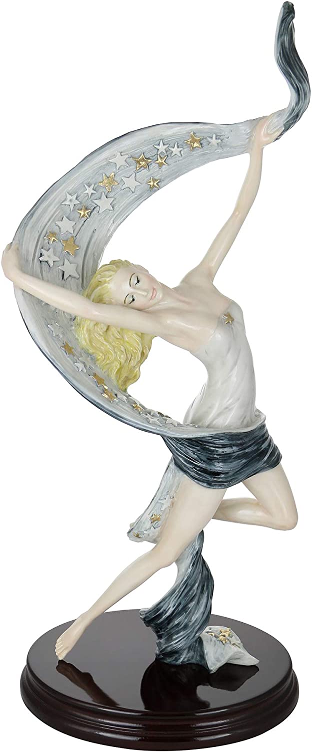 (D) Dancers Statue, White Sculpture Home Decor (Sky Dancer 20x9 in)