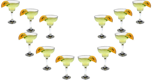 Margarita Stemmed Glasses Set 12 Oz, Crystal Clear Glassware Set of (12)
