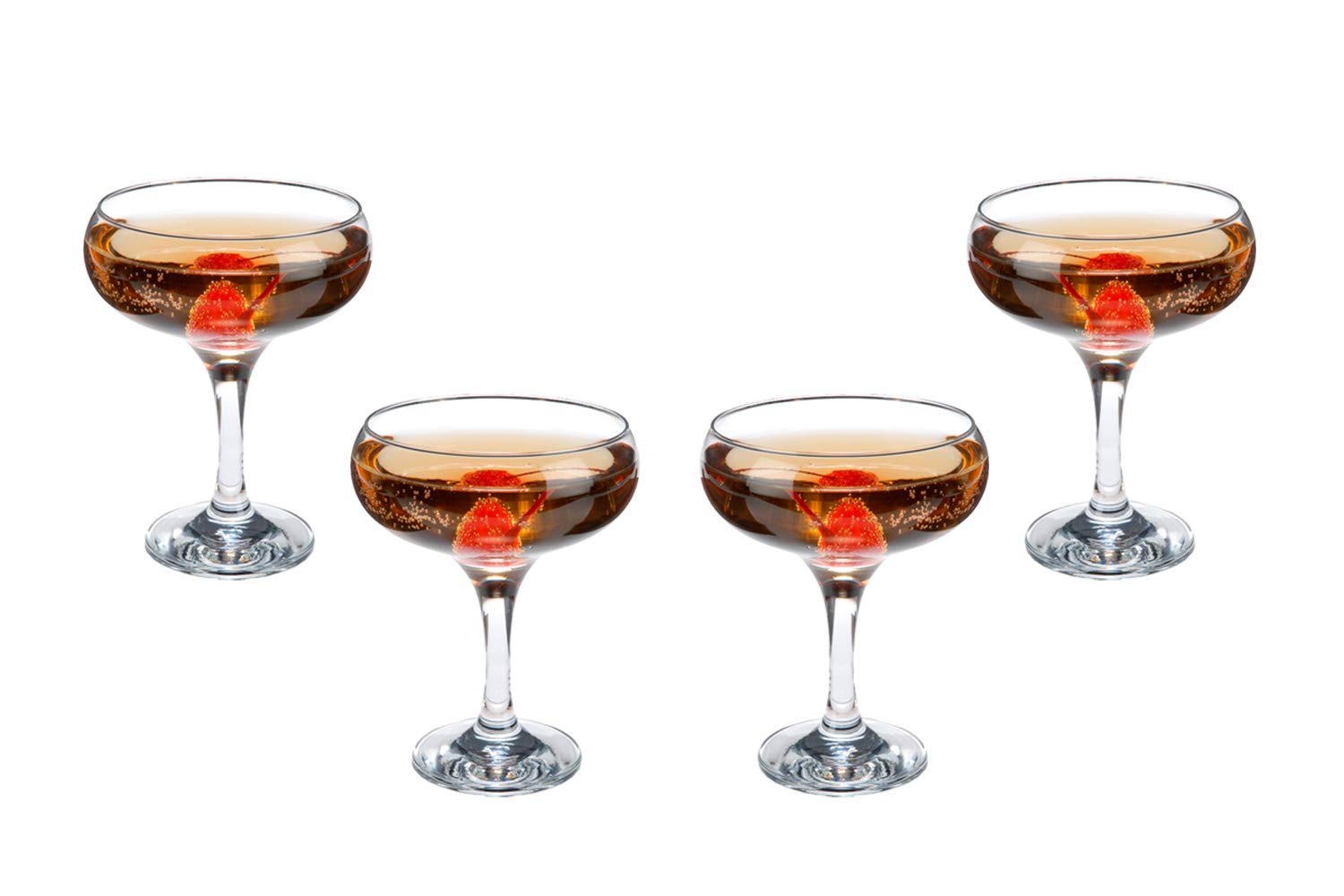 Kouros Champagne Coupe Glasses 9 Oz, Modern Crystal Clear Glassware Set of (4)