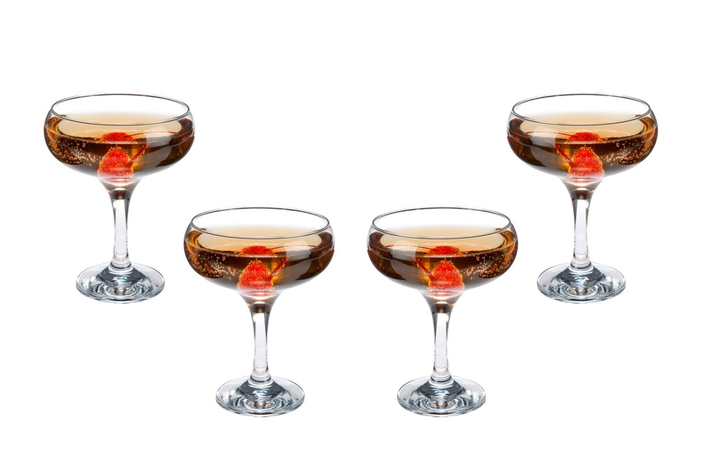 Kouros Champagne Coupe Glasses 9 Oz, Modern Crystal Clear Glassware Set of (4)