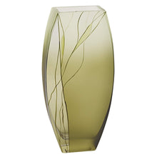 (D) Handcrafted 'Evergreen' Decorative Crystal Glass Flower Vase 12.5", Luxury European Design