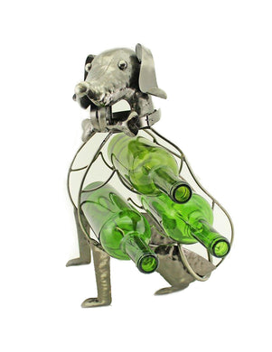 (D) Wine Bottle Holder foe 3 Bottles, Sitting Dog, Bar Counter Decoration