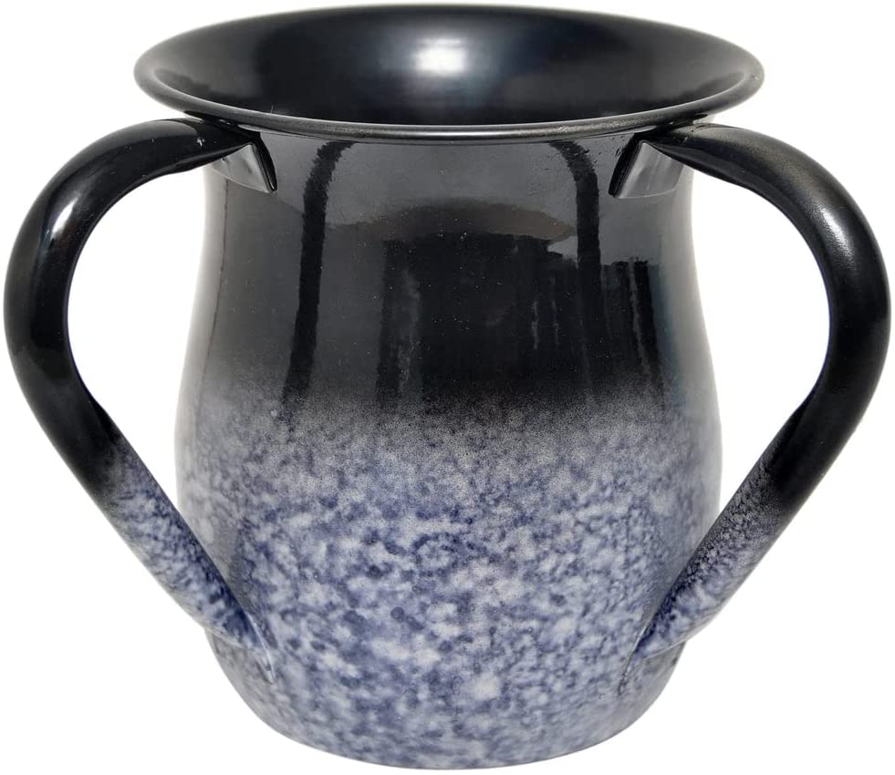 (D) Judaica Stainless Steel Wash Cup with Stone Decor (Black Ombre)