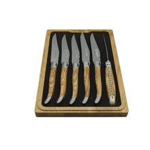(D) Handcrafted 6-Piece Steak Cutlery Set Brass Double Plated (Olive Wood Handles)