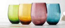 Cellini 14 Oz Multicolor Stemless Wine glasses 4-pc Set, Modern Style Glassware