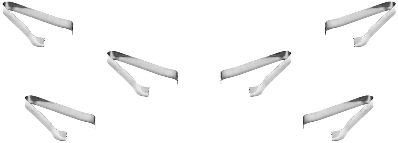 Stainless Steel Tongs for Ice, Food, Barware 12" x 4-3/4" x 1-1/4", Pom Tong, Set of 1, 2, 6, or 12