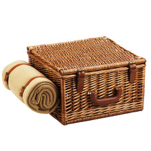 (D) Cheshire Basket for 2, Coffee Set and Blanket, Picnic Backpack Bag (Brown)