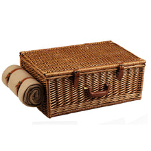 (D) Dorset Picnic Basket for Four with Blanket, Picnic Backpack Bag (Brown)