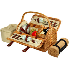 (D) Susy Picnic Basket for 2 with Blanket for Outdoor (Green)