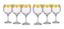 Elegant Crystal Wine Goblet Stem Glasses 6-pc, Greek Key 'Antique Greek', Hand Blowed
