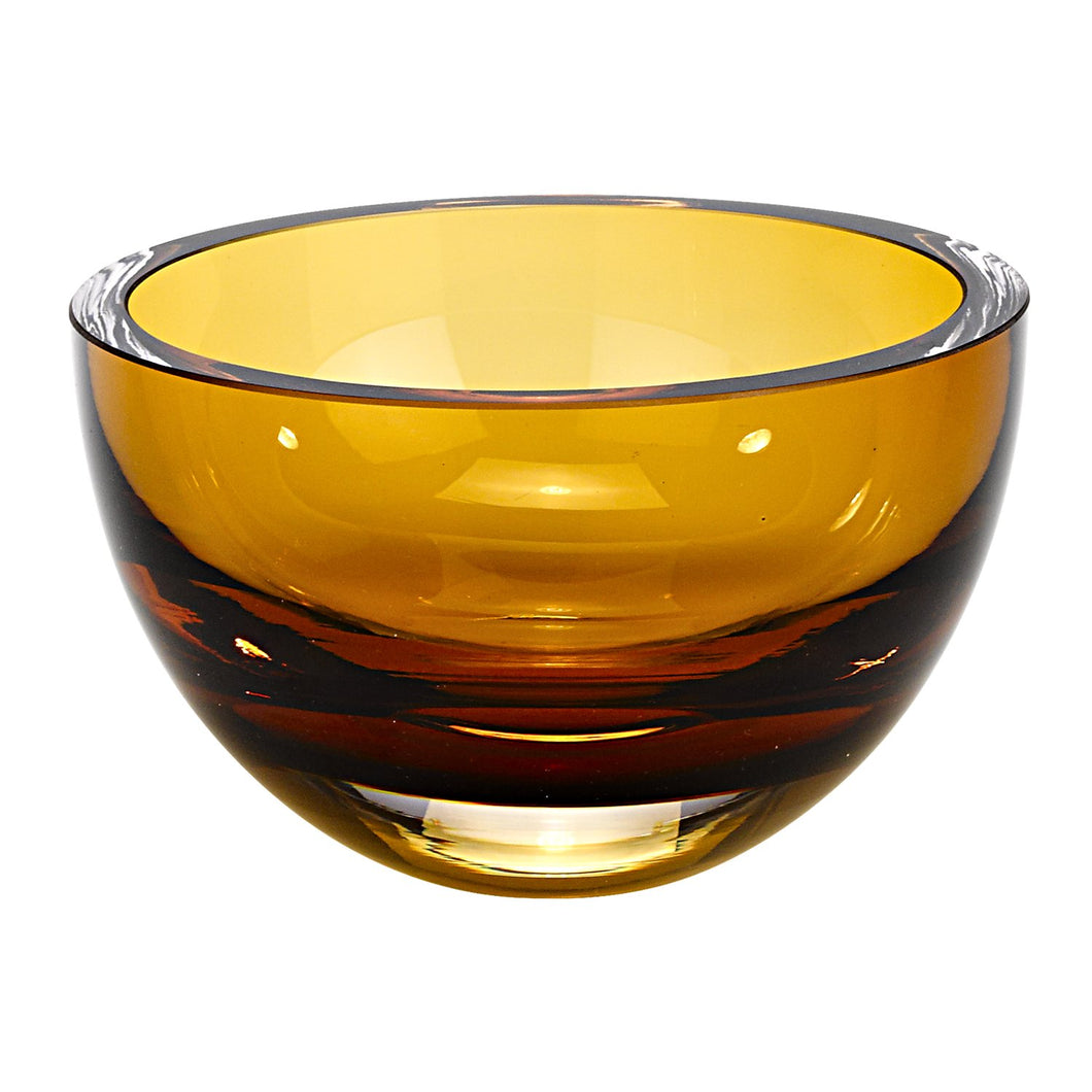 (D) Centerpiece 'Penelope' Amber Fruit Bowl, Lead Free Crystal Glass
