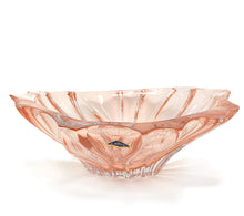 Bohemian Crystal 'Aurum' Centerpiece Vase, Pink Fruit Bowl 13"W (Pink)
