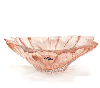 Bohemian Crystal 'Aurum' Centerpiece Vase, Pink Fruit Bowl 13